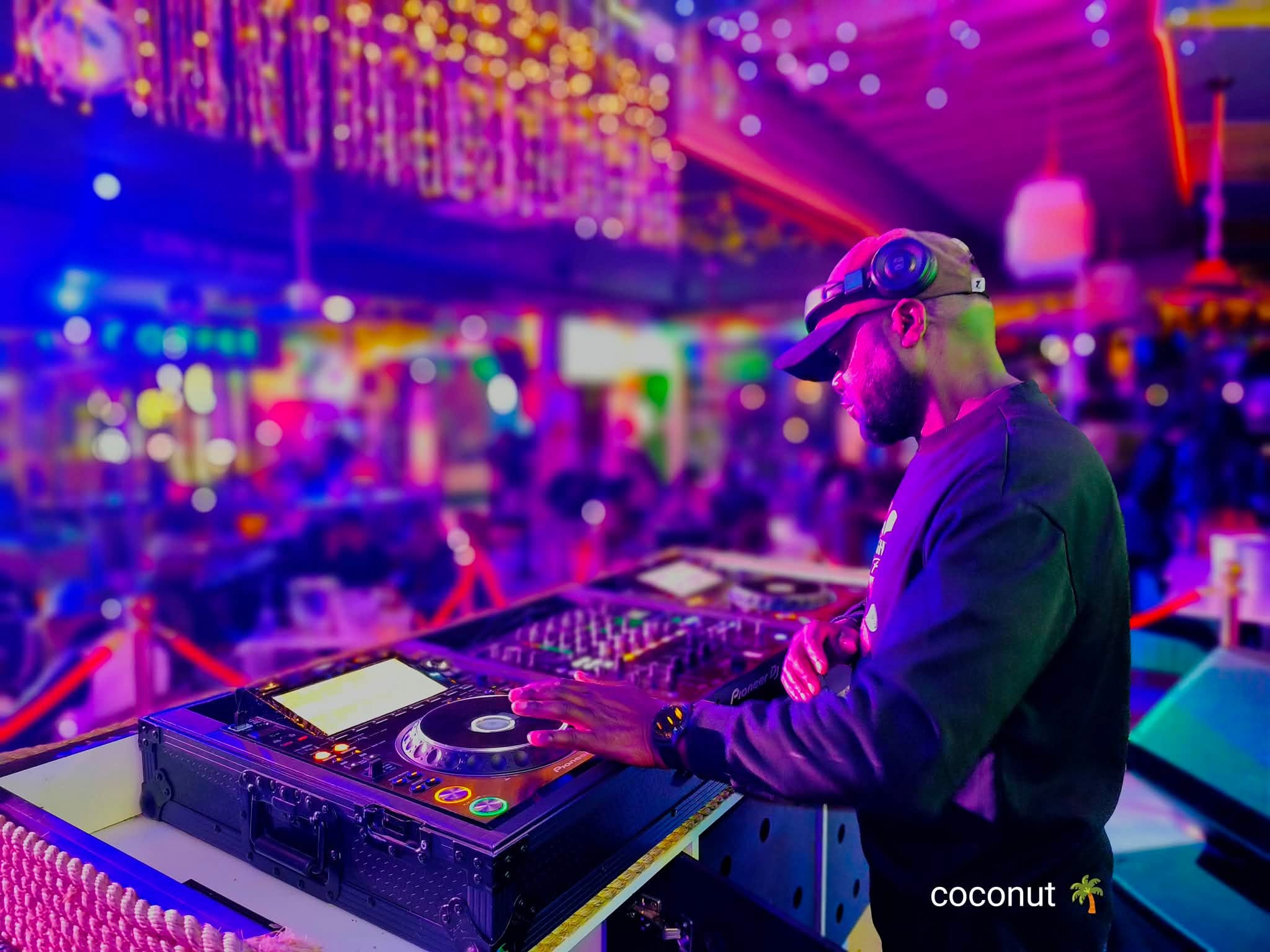 DJ mixing on Pioneer decks